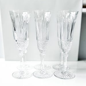 Copas de champán de cristal vintage: corte de diamante, juego de 6