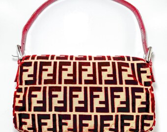 Vintage Fendi Red Velvet Baguette by Fondazione Lisio | Rare