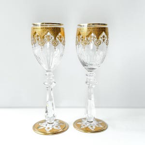 Vintage Baccarat ‘Prestige’ Gold Encrusted Crystal Glasses | Set of 2