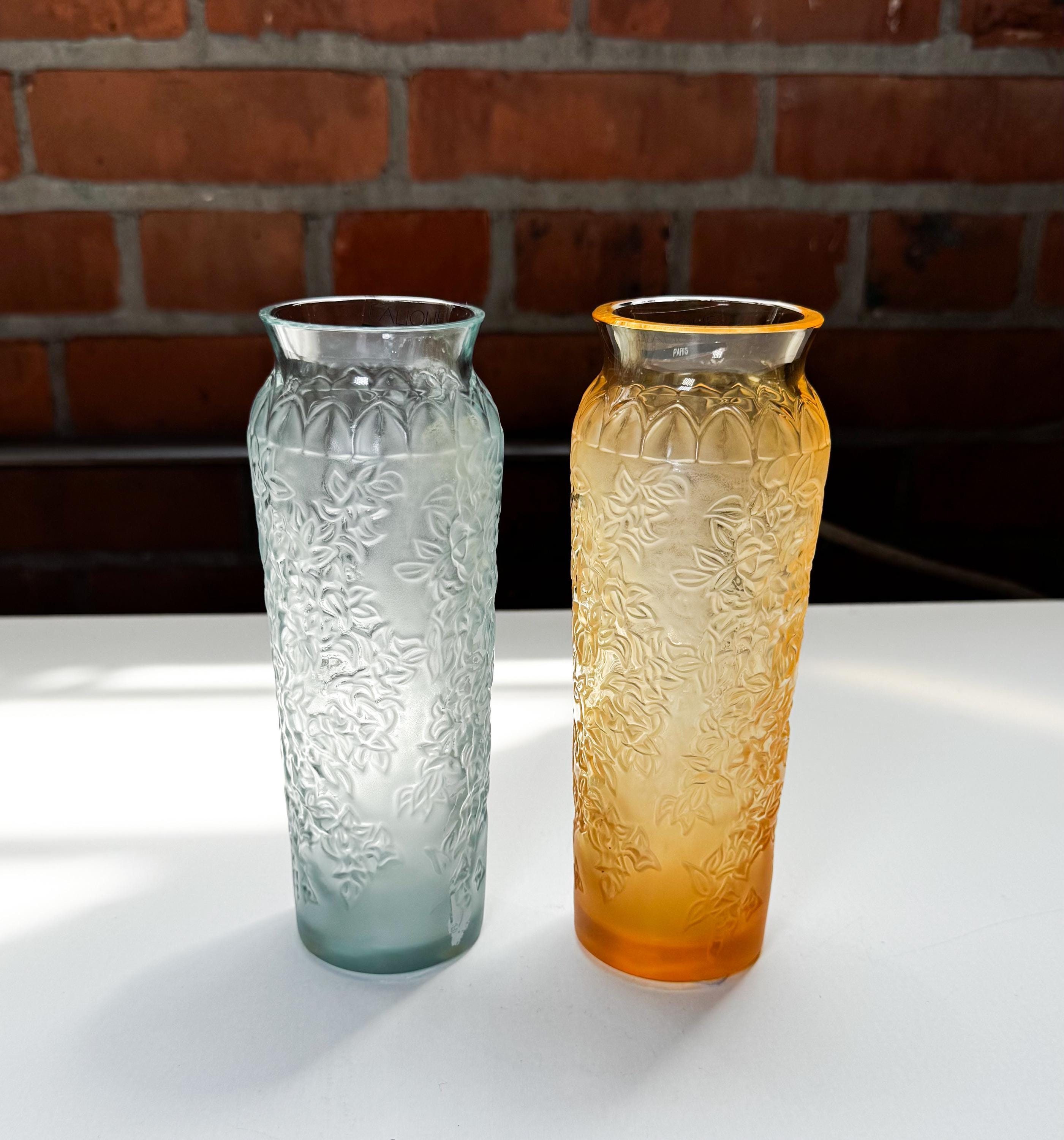 Vintage Lalique Crystal Vases: Bougainvillier Floral Relief