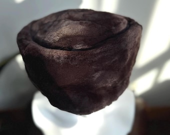 1990s Mink Fur Pillbox Hat: Espresso Brown Winter Style