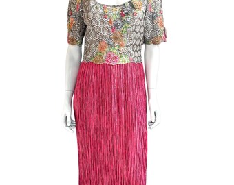 Vintage Mary McFadden Couture Beaded Embroidered Evening Gown | Size 10