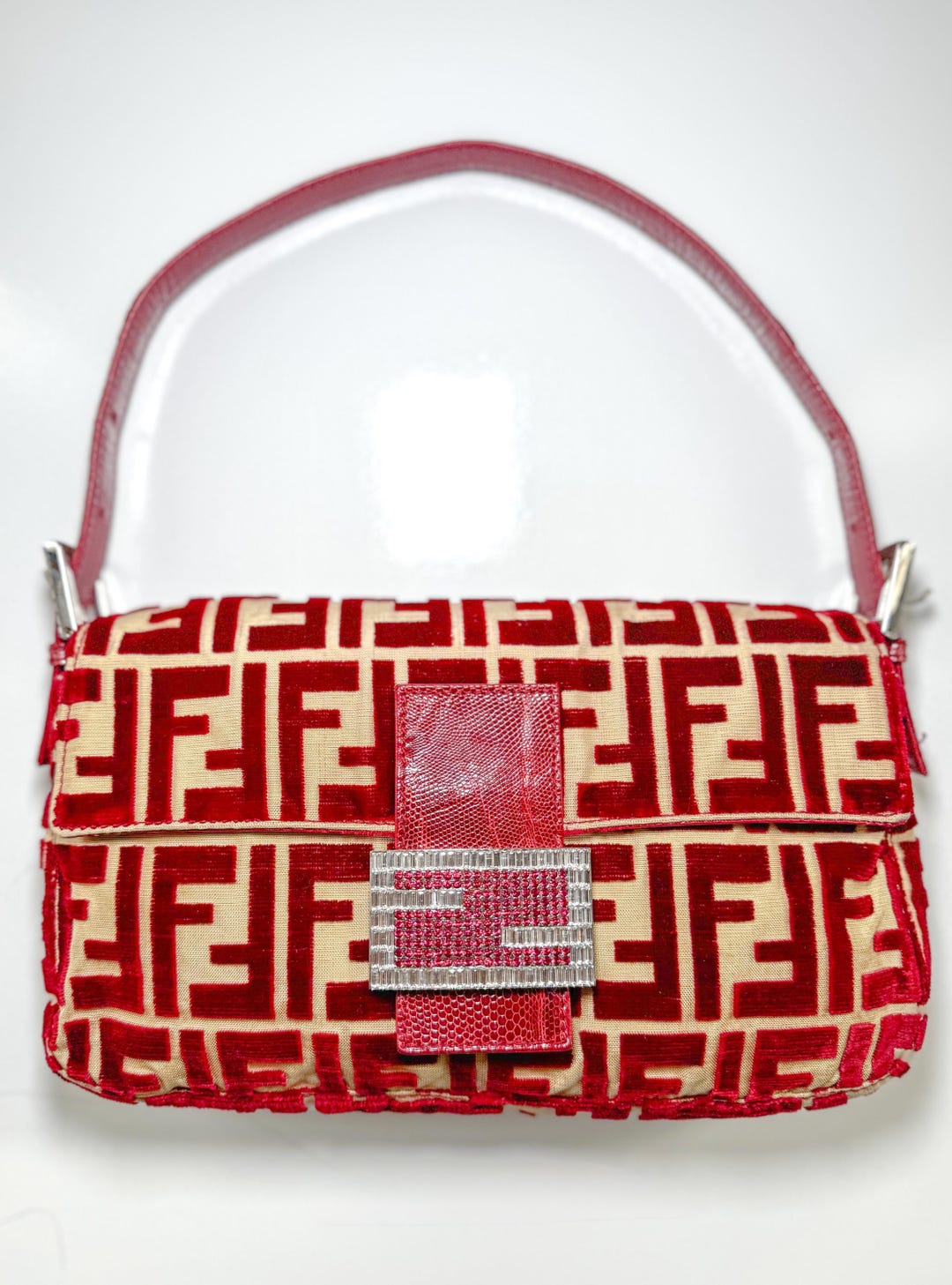 Vintage Fendi Red Velvet Baguette by Fondazione Lisio | Rare