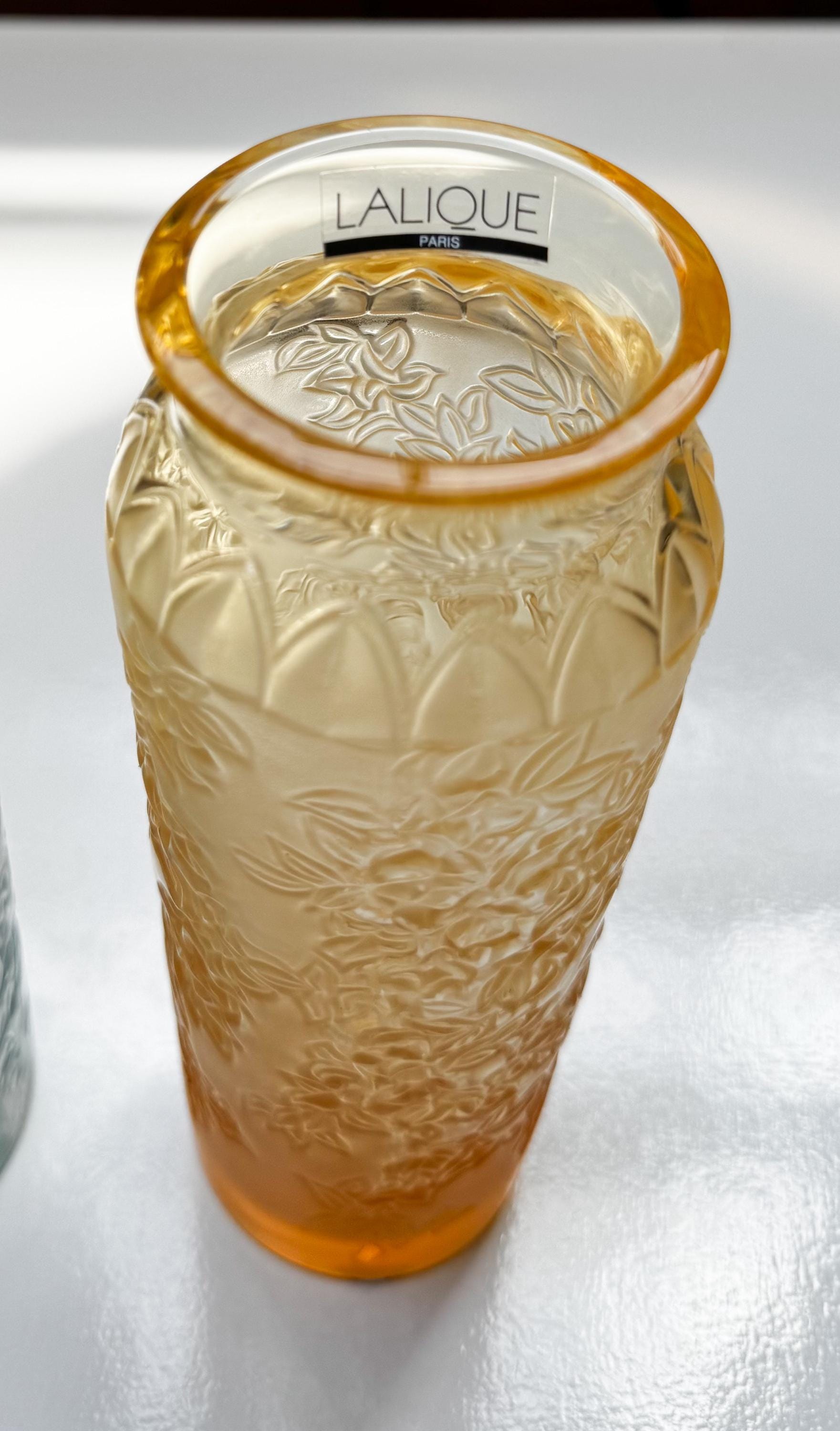 Vintage Lalique Crystal Vases: Bougainvillier Floral Relief