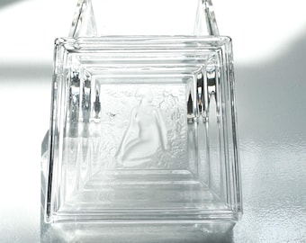 Vintage Lalique ‘Duncan’ Crystal Square Signed Box