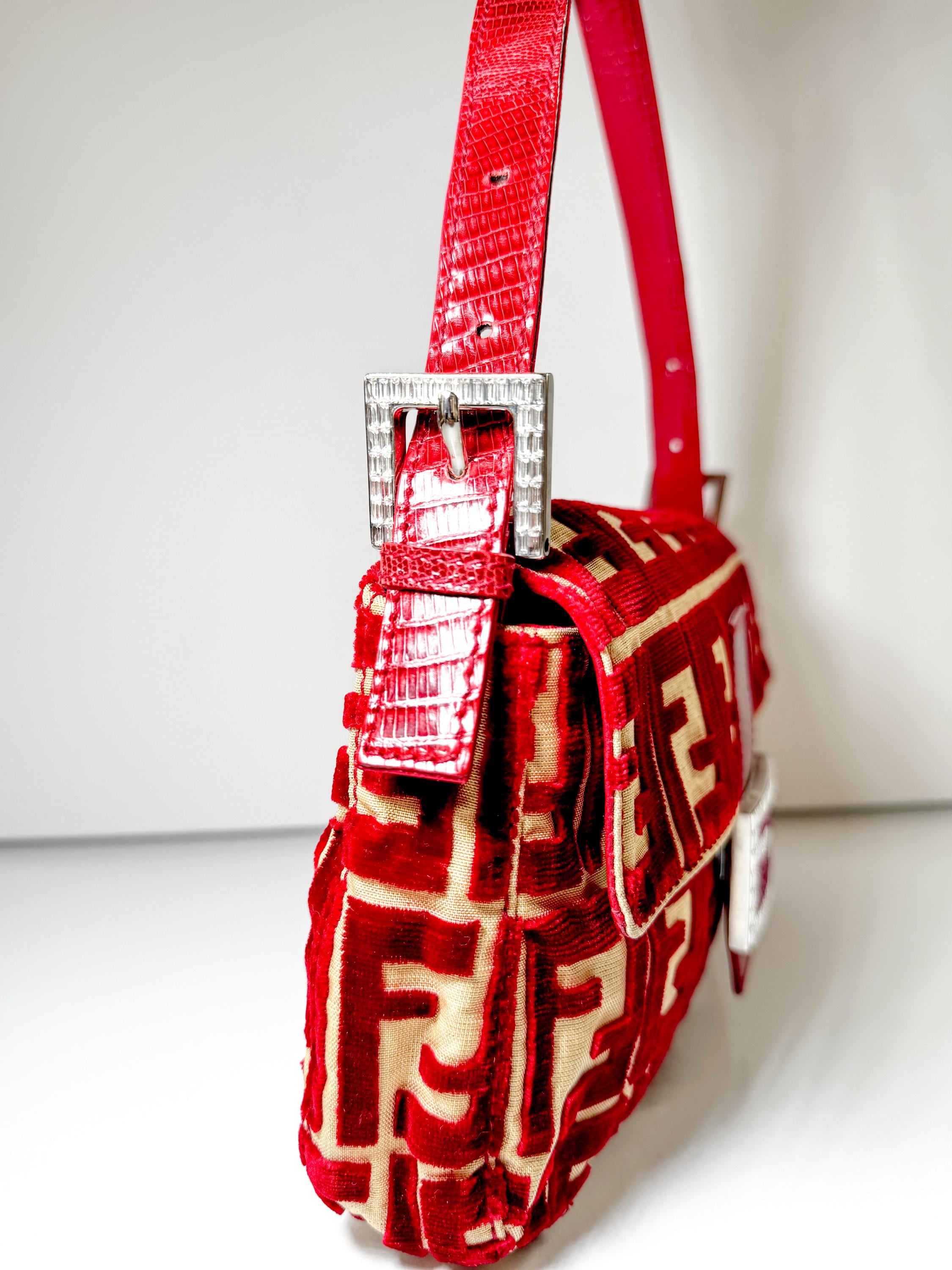 Vintage Fendi Red Velvet Baguette by Fondazione Lisio | Rare
