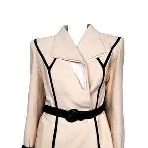 Valentino Couture Wool Blazer: Cream & Black Velvet Trim, Gold Detail