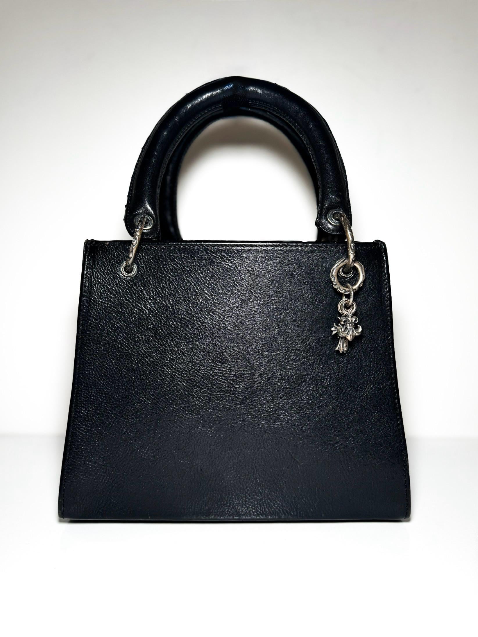 Vintage Chrome Hearts Leather Tote Handbag with Charms (1994)