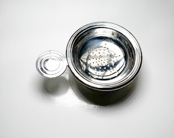 Vintage Christofle Sterling Silver Tea Strainer with Drip Bowl: French Silver Service