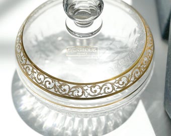 St. Louis ‘Thistle’ Bomboniere Crystal & Gold Candy Dish