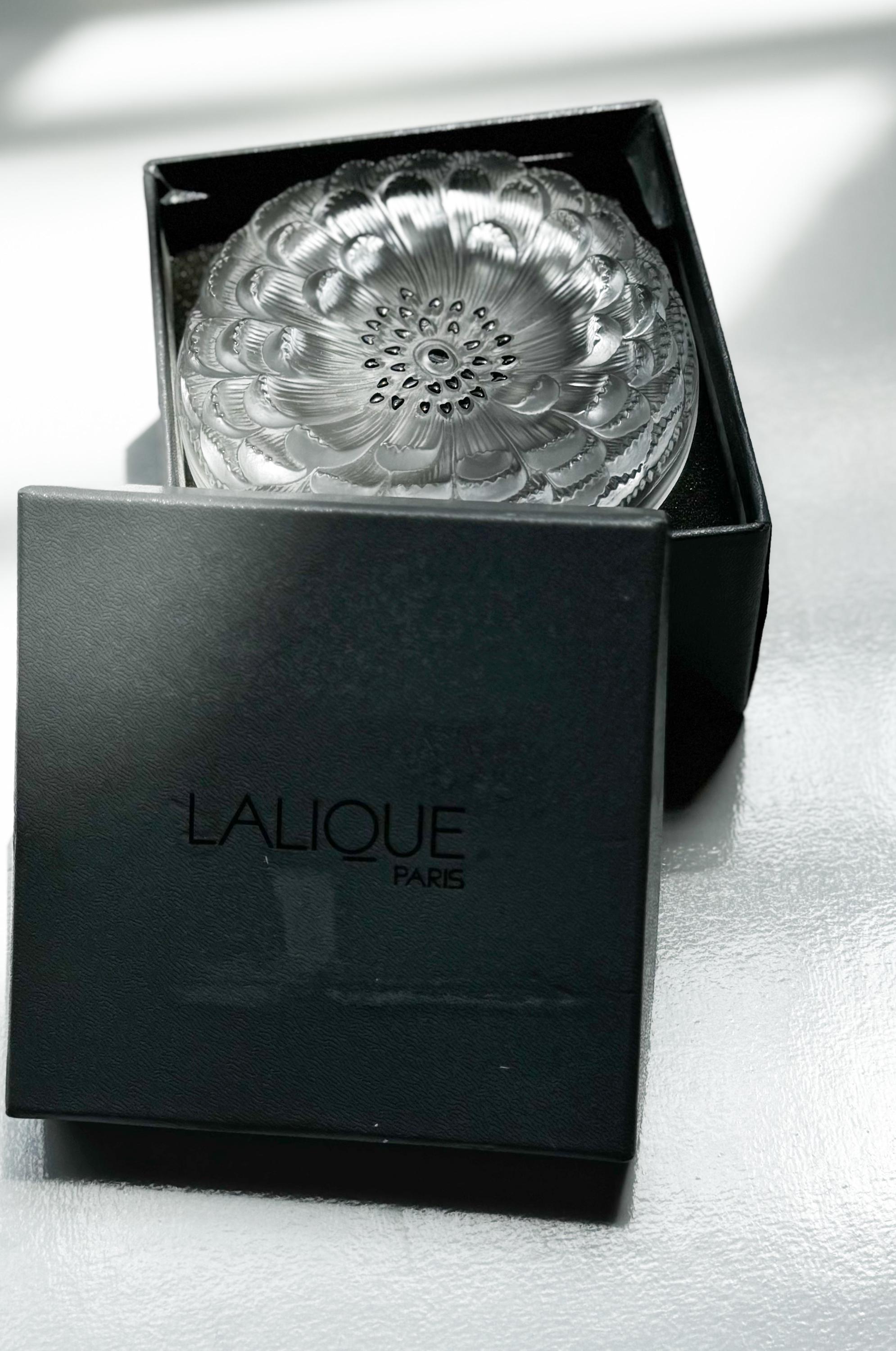 Vintage Lalique 'dahlia' Crystal Powder Vanity Box | 20th