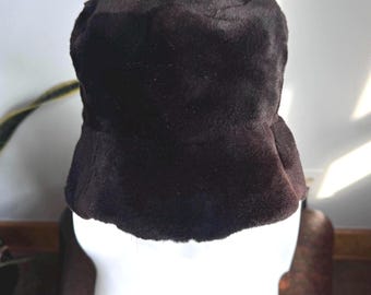 Vintage 1990s Dark Brown Mink Fur Bucket Hat