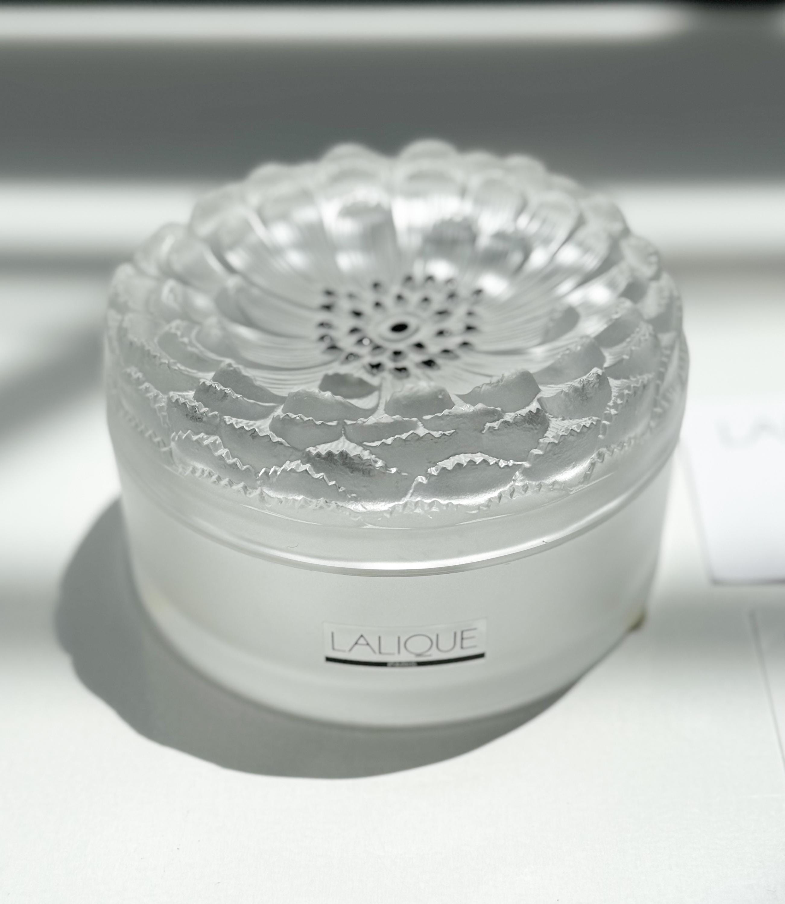 Vintage Lalique 'dahlia' Crystal Powder Vanity Box | 20th
