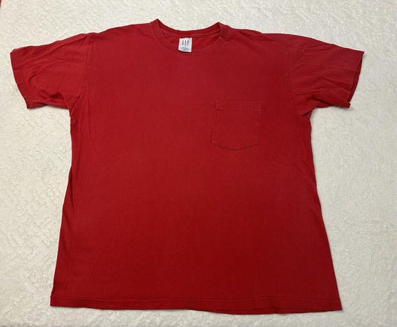 Vintage 1990s 90s GAP Pocket-t Blank Basic Perfect Faded Red