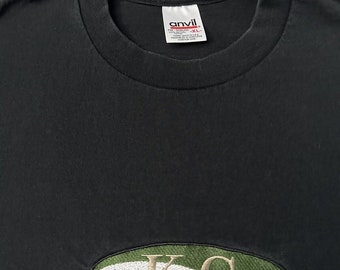 Vintage 1990s 90s Kansas City Missouri bordado Midwest City camiseta negra XL