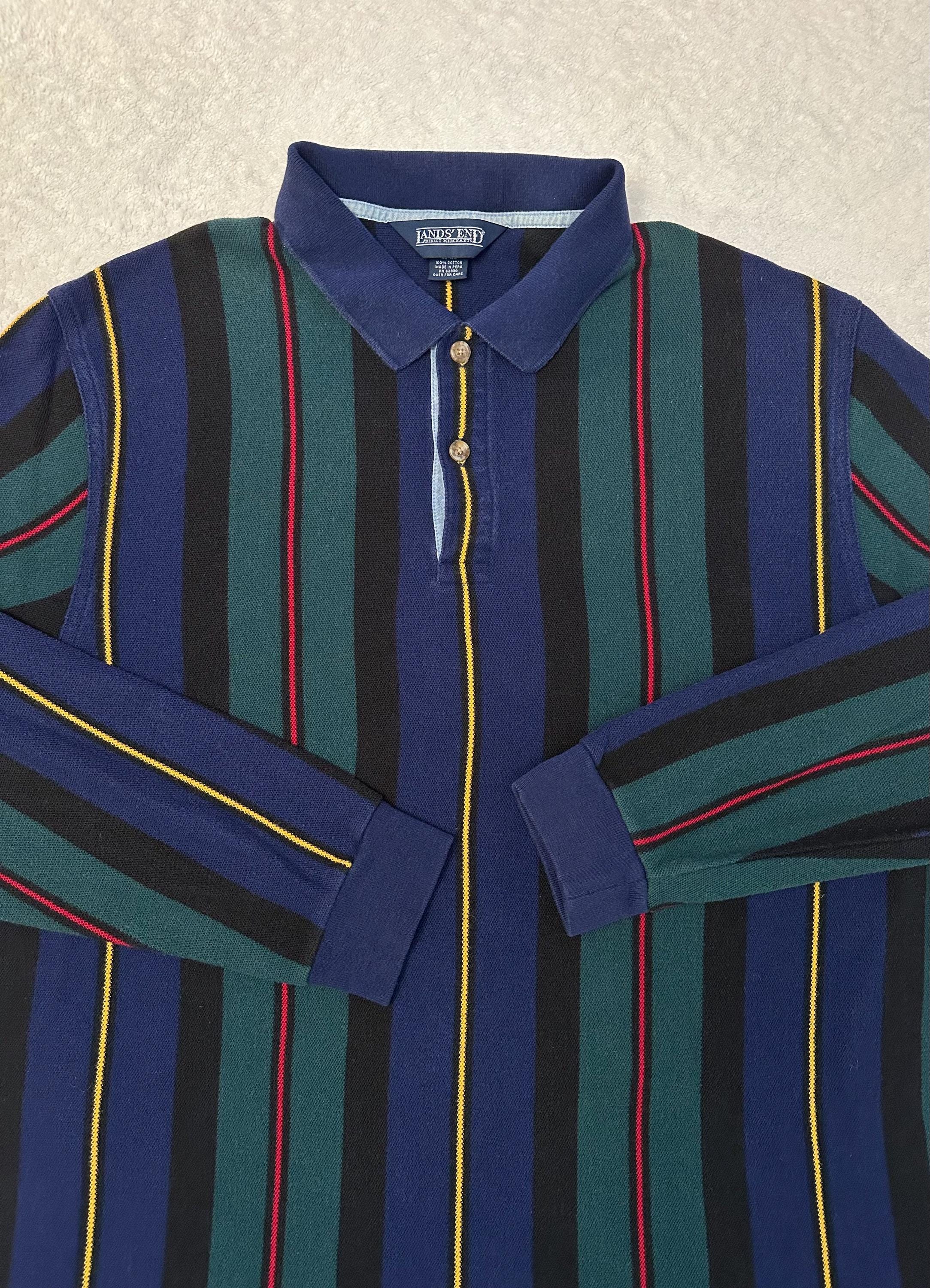 Lands' End Authentic Rugby XL ラガーシャツ Vintage 1990s Lands' End Rugby Long Sleeve Shirt Size XL - Etsy