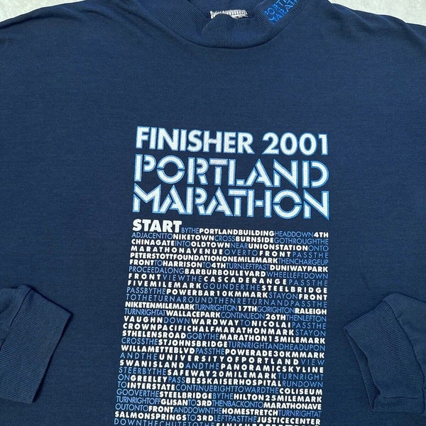 Vintage 2000s Y2K 2001 Portland Marathon Race Finisher Long Sleeve T-Shirt, XL