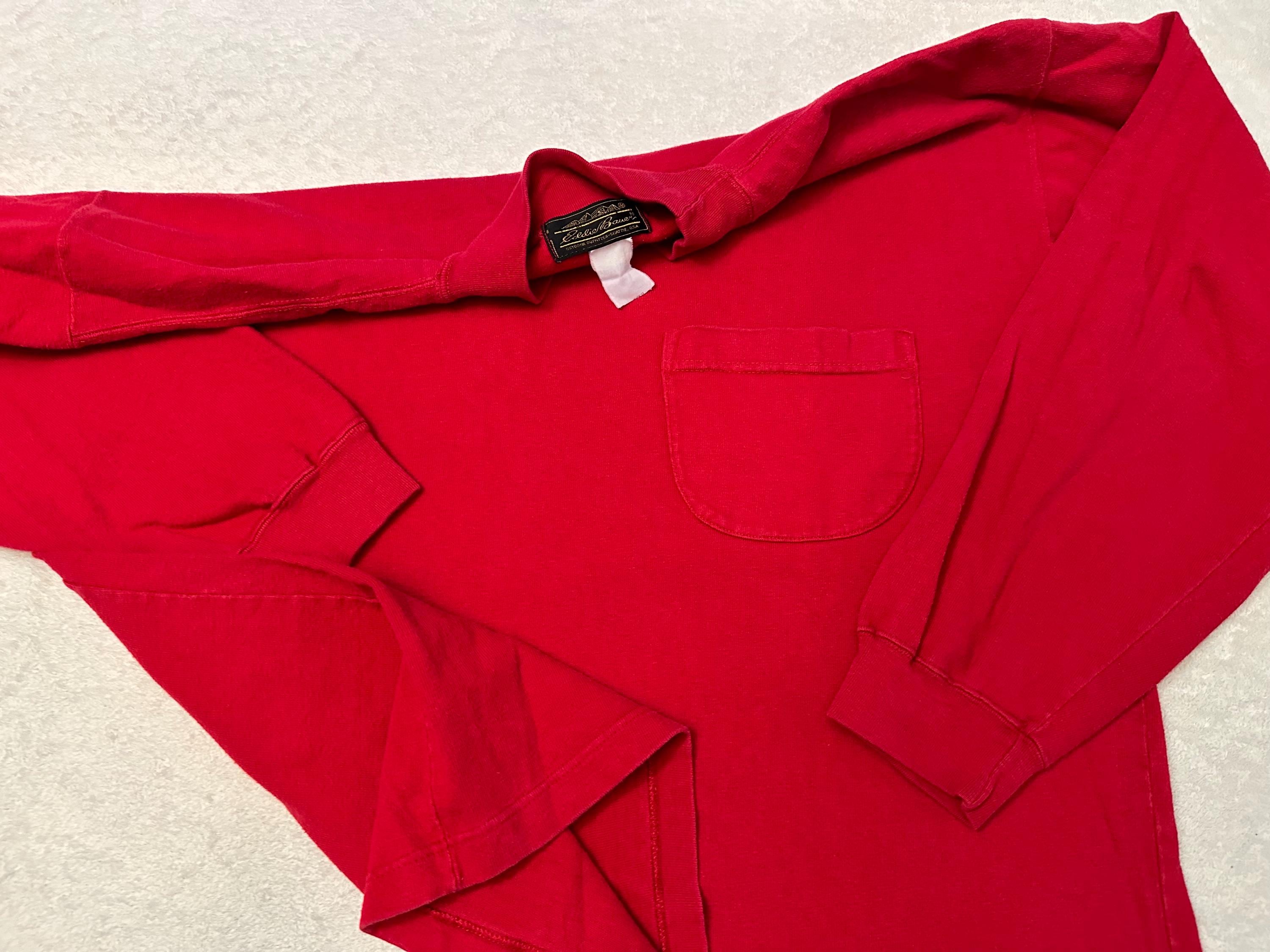 Vintage 1980s 80s Eddie Bauer Long Sleeve Heavyweight Red Fade 