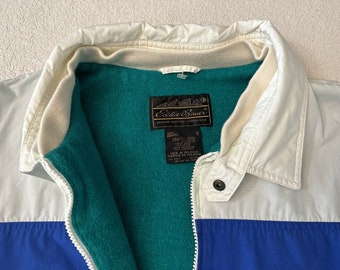 Vintage 1980s 1990s Eddie Bauer Nautical Sailing Fleece Lined Zip