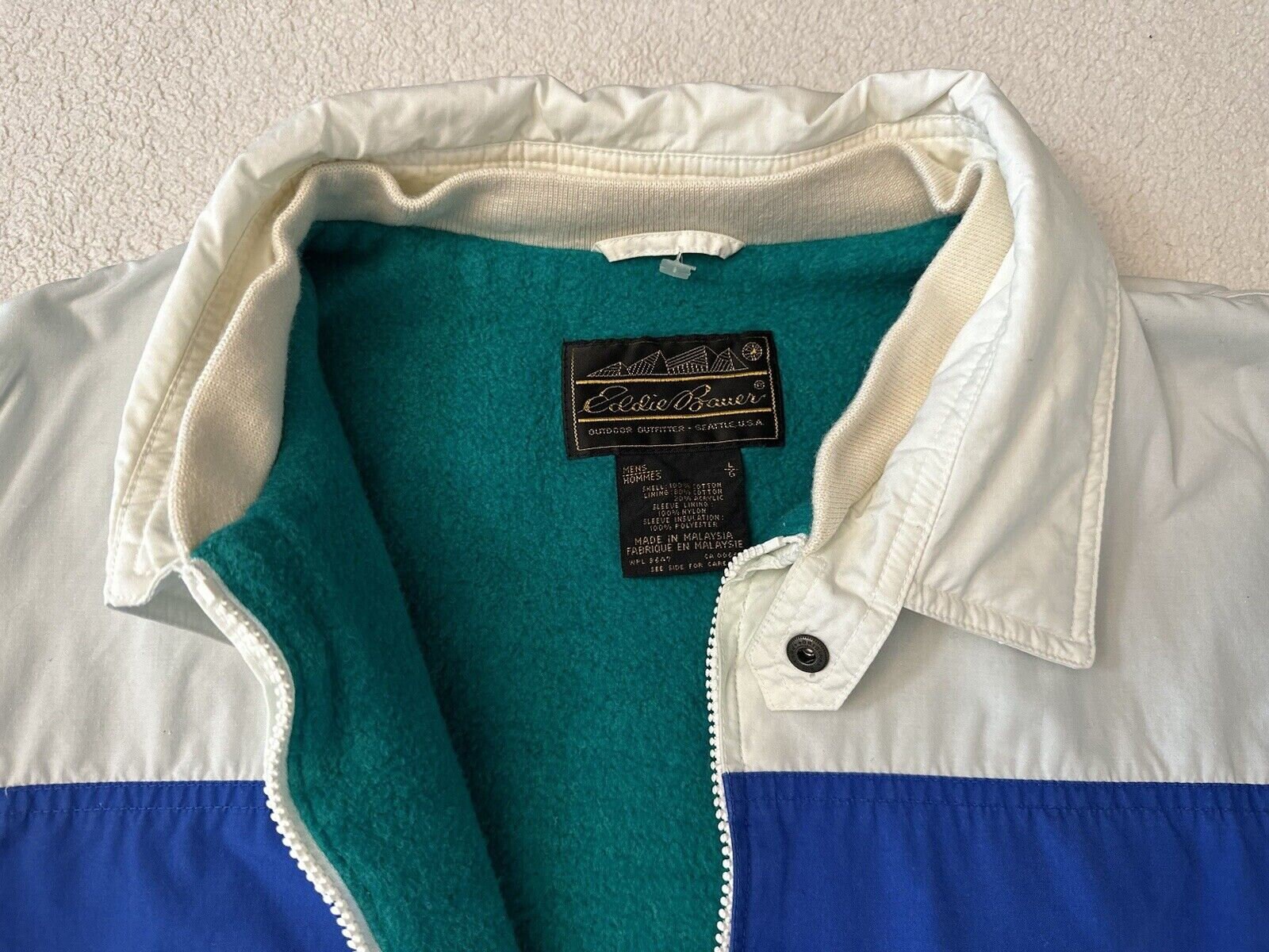 Vintage 1980s 1990s Eddie Bauer Nautical Sailing Fleece Lined Zip 