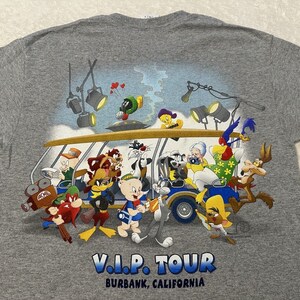 Vintage jaren 2000 Y2K Warner Bros. Studios V.I.P Tour Cartoon Comic T-shirt, S NIEUW