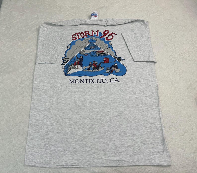 Vintage 1990s 90s 1993 Montecito California Santa Barbara Storm T-Shirt, XL NEW image 8