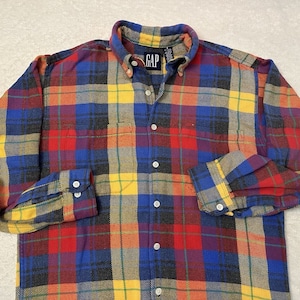 Vintage 1990s 90s GAP Multicolor Button Down Grunge Streetwear Flannel Shirt S M