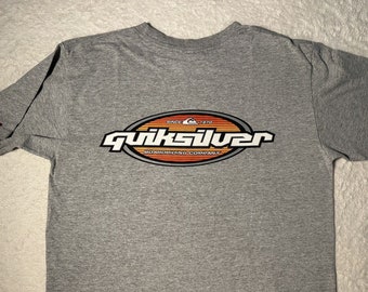 Vintage 1990s 2000s Quiksilver Surf Surfing Surfer Boardriding T-Shirt, Grey S M