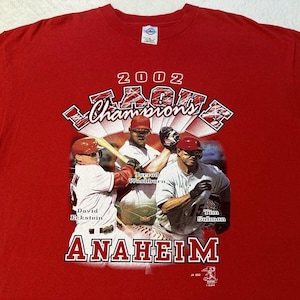 Vintage 2000s Y2K 2002 Anaheim Angels MLB League Champions T-Shirt, XL XXL New