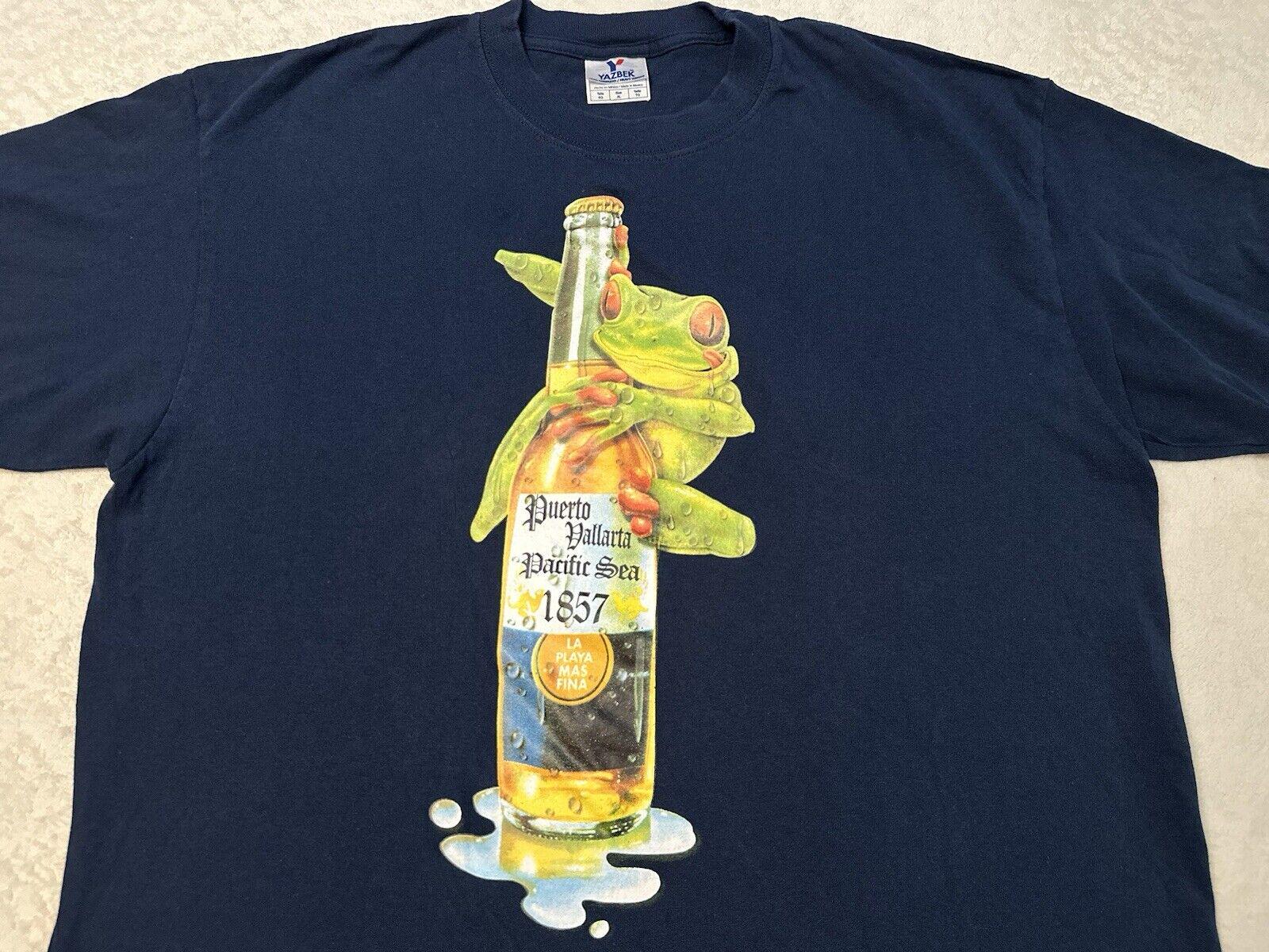 Vintage 2000s Y2K Red Eyed Tree Frog Puerto Vallarta Beer Bottle T