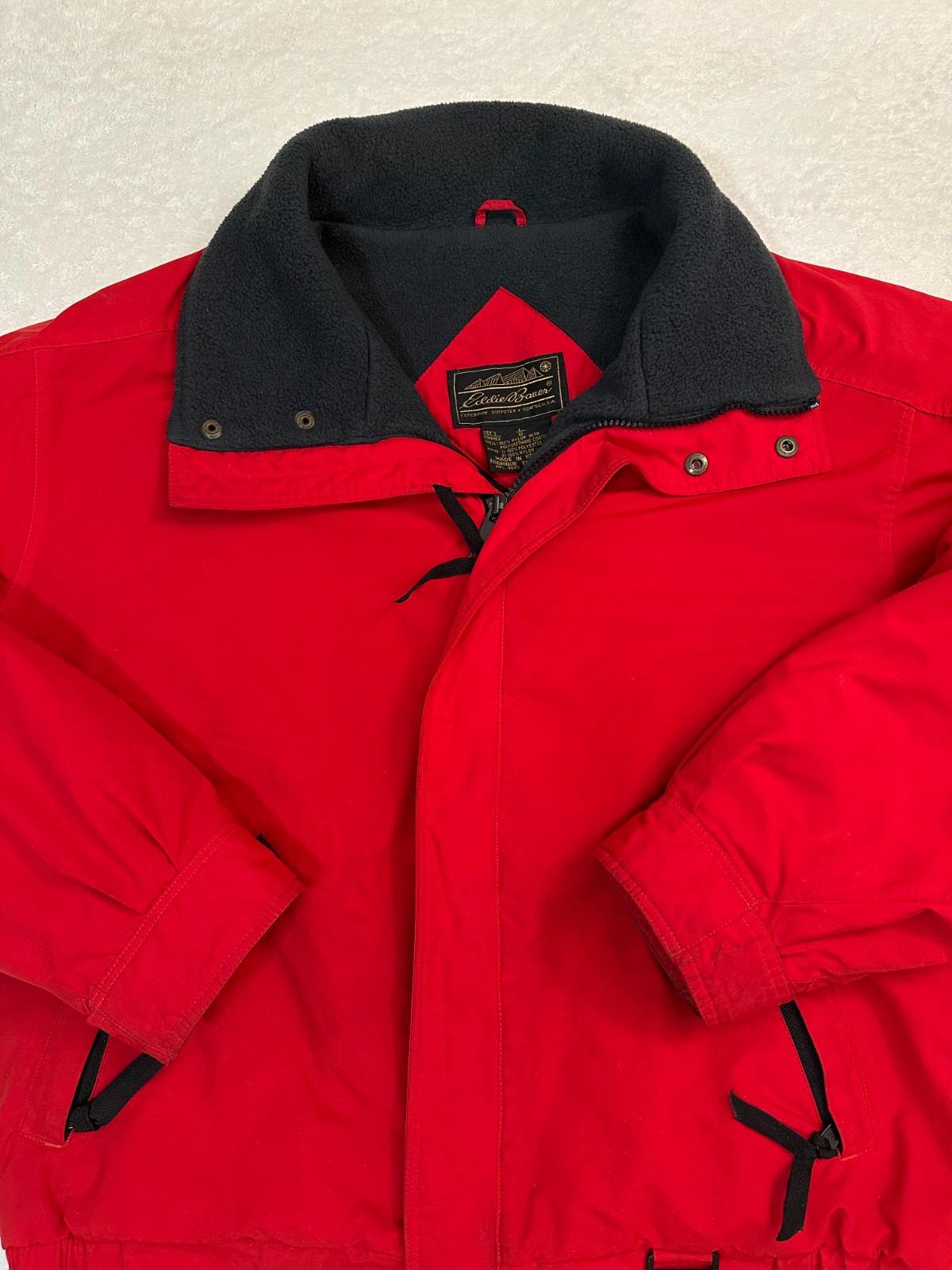 Vintage 1980s 1990s Eddie Bauer Nylon Fleece Lined Bomber Jacket 