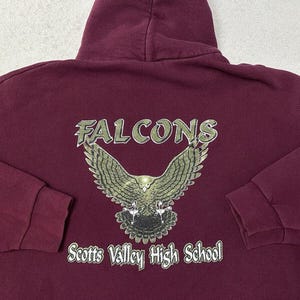 Vintage 1990s 90s Scotts Valley California High School Falcons Mascot Hoodie M L
