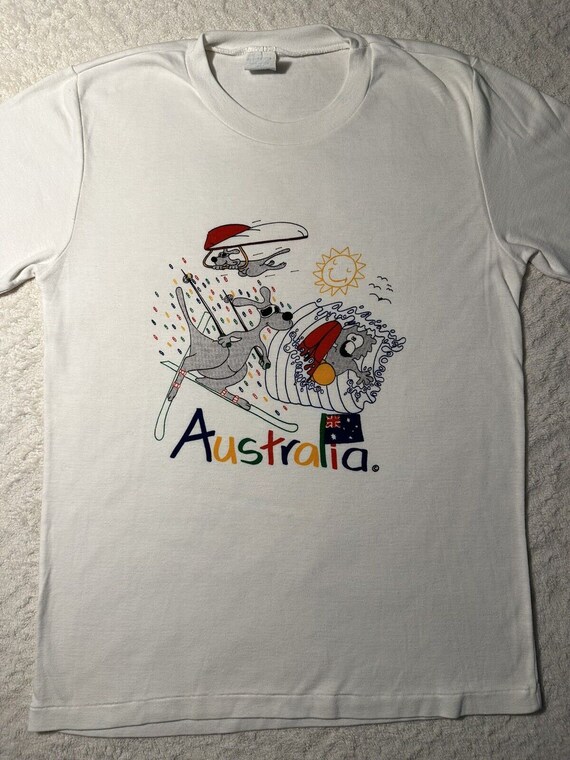 Vintage 1990s 90s Australia Kangaroo Koala Comic Art Surf Ski Sun