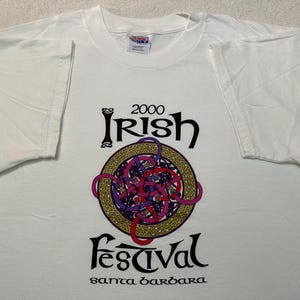 Vintage 2000 Y2K Irish Festival Santa Barbara California Event T-Shirt, L NEW