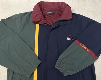 Giacca da vela reversibile Nautica J US2 vintage anni '90 con zip, taglia XL, usata pochissimo.