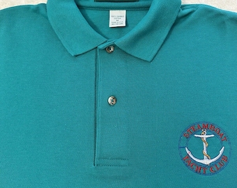 Vintage 1990s 90s Steamboat Yacht Club Colorado Sailing Knit Polo T-Shirt, M L