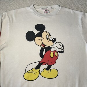 Vintage 1980s 80s Mickey Mouse Walt Disney Wear Color block Crewneck Sweatshirt L