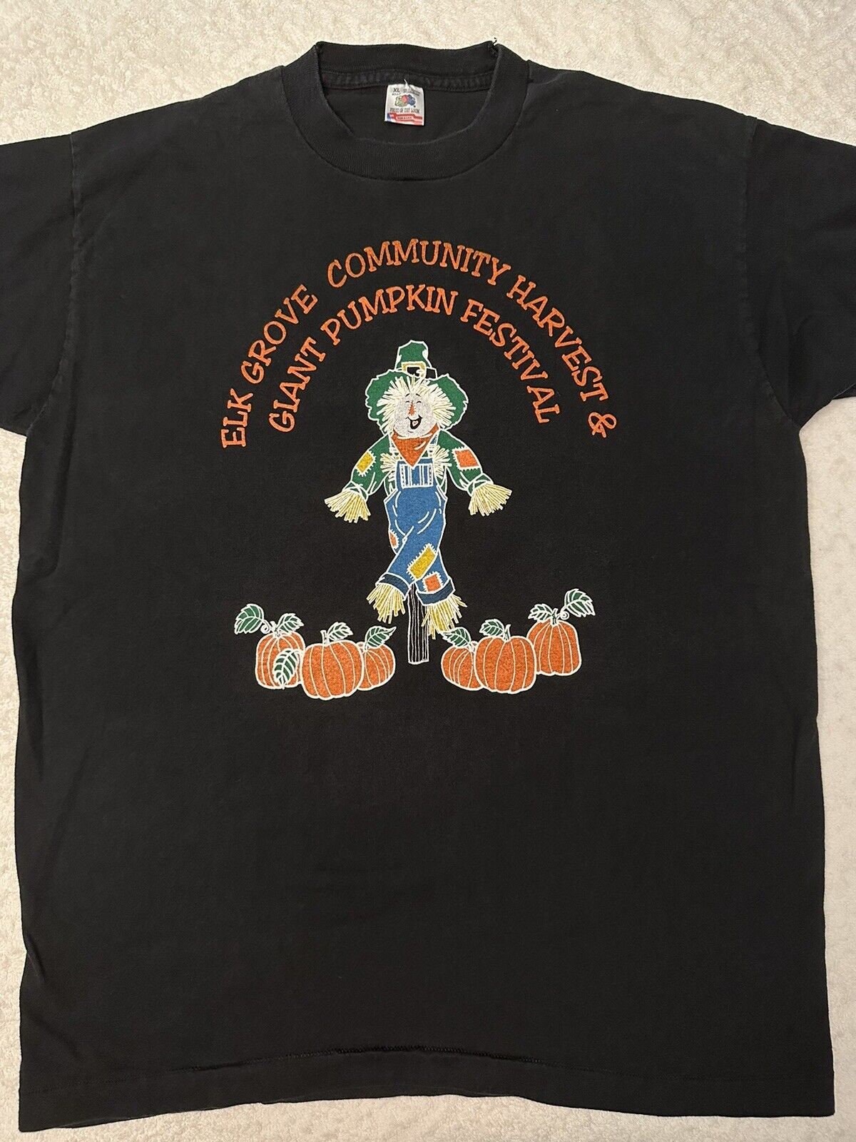 Discover Vintage 1990s 90s Elk Grove Harvest Pumpkin Festival Scarecrow Event T-Shirt, XL