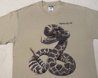 Vintage 2000s Y2K Desert Rattle Snake Virginia City Nevada T-Shirt, M L NEW