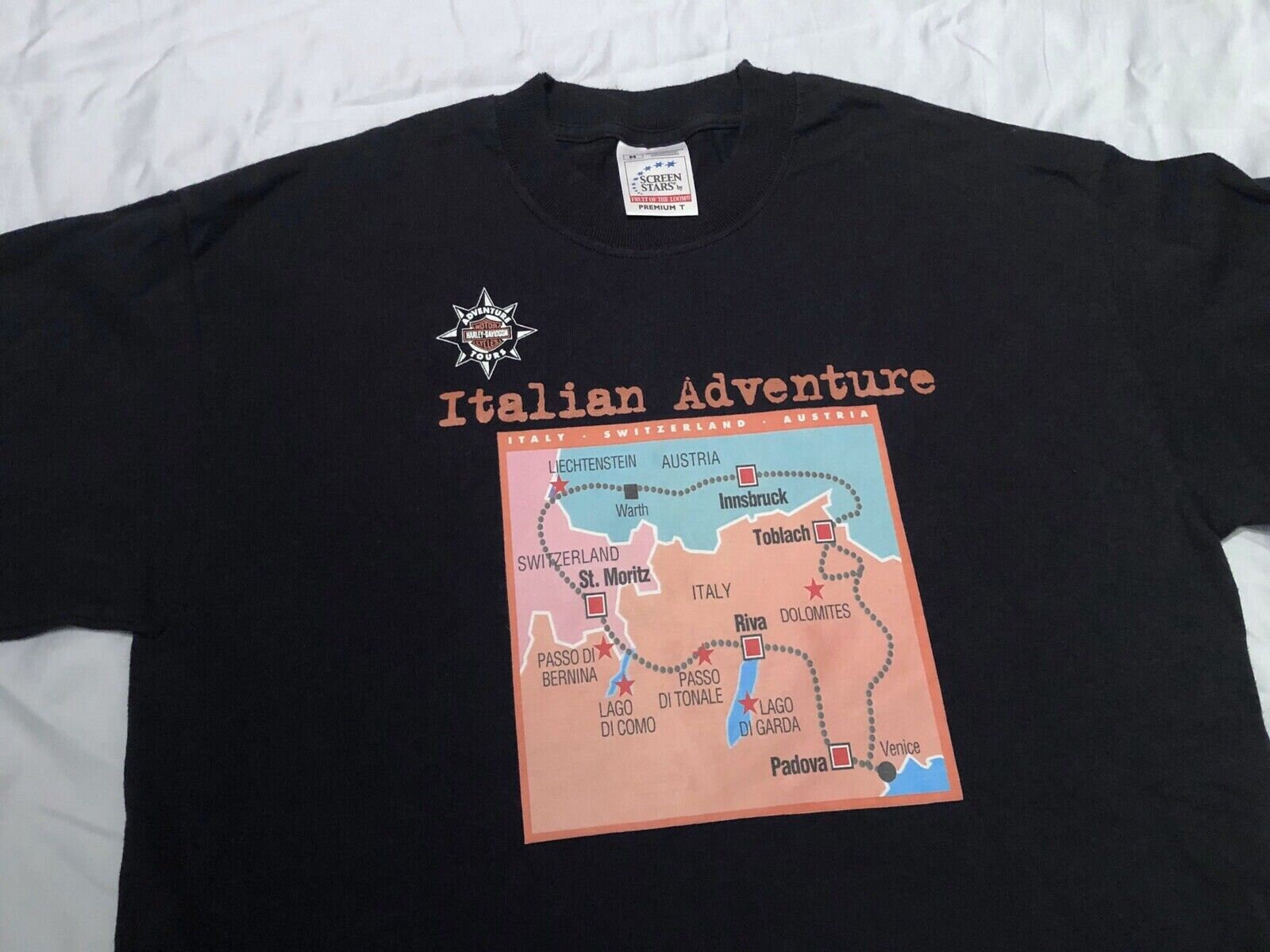 HARLEY-DAVIDSON ITALY クレイジーパターン ジージャン型ベスト /ハーレーダビッドソン 実寸メンズM程度 00\u0027s Harley-Davidson fire pattern LS T-shirt Made in USA | 古着屋