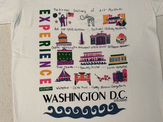 Vintage 1990s 90s Washington D.C. Landmarks Art Graphic