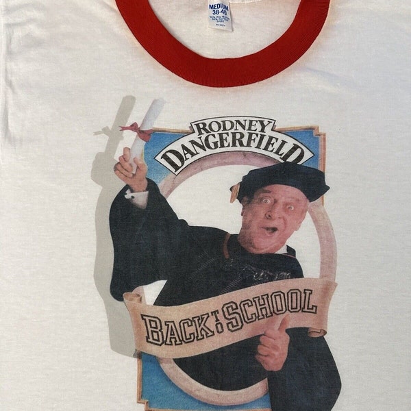 Vintage 1980s 80s 1986 Rodney Dangerfield Back To School Movie Promo T-Shirt, M