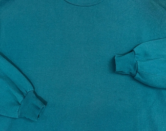 Vintage 1980s 1990s Jerzees Made In USA Blank Basic Crewneck Sweatshirt Teal XXL