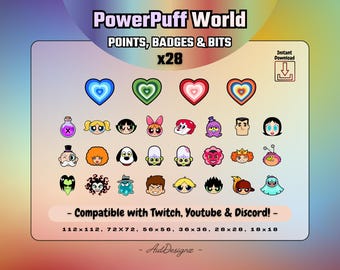 PowerPuff World Loyalty Badges (x28)| Townsville Heroes + Villains | Sub Badges & Bits