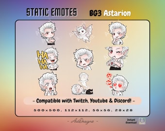 BG3 Astarion Emotes | Chibi Vampire Reaction Pack for Twitch, Discord & YouTube | DnD Streamer Asset