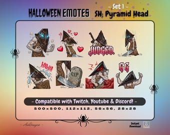 Pyramid Head SH Horror Emotes Set 1 | x8 Static Halloween SH-Inspired Stream Assets