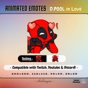 Chibi D. Pool | Animated Emote | In Love Expression | Streamer Asset