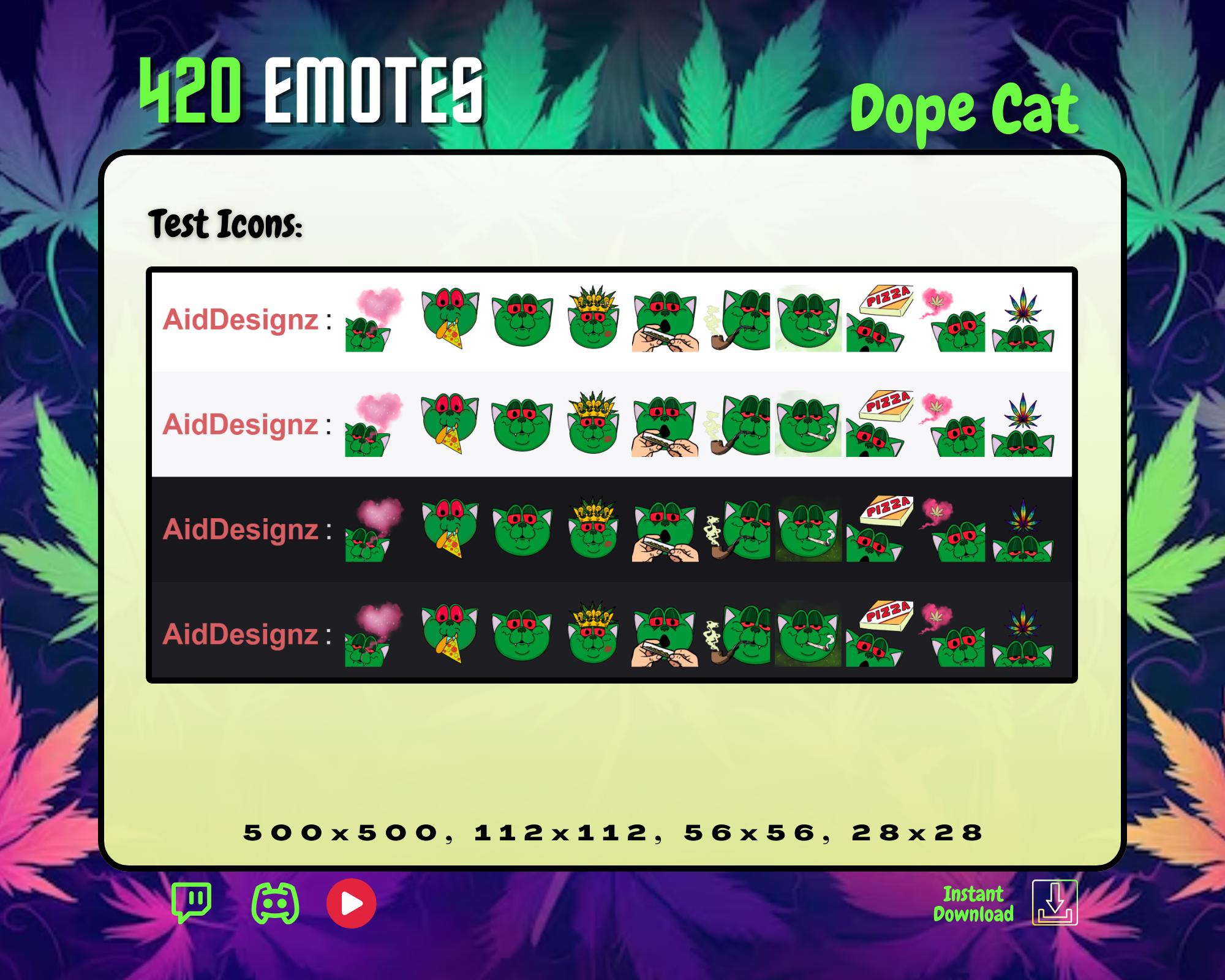 Splifs Vector 420 Dope Cat Emotes | X10 STATIC EMOTES | Chibi Stoner Cat Streamer ...