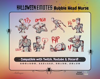 Bubble Head SH Horror Emotes | x8 Static Spooky SH-Inspired Stream Assets | Creepy Gamer Pack