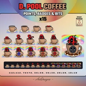 D. Pool Coffee Loyalty Badges (x15) | Stream Channel Points, Sub Badges & Bits | Streamer Asset